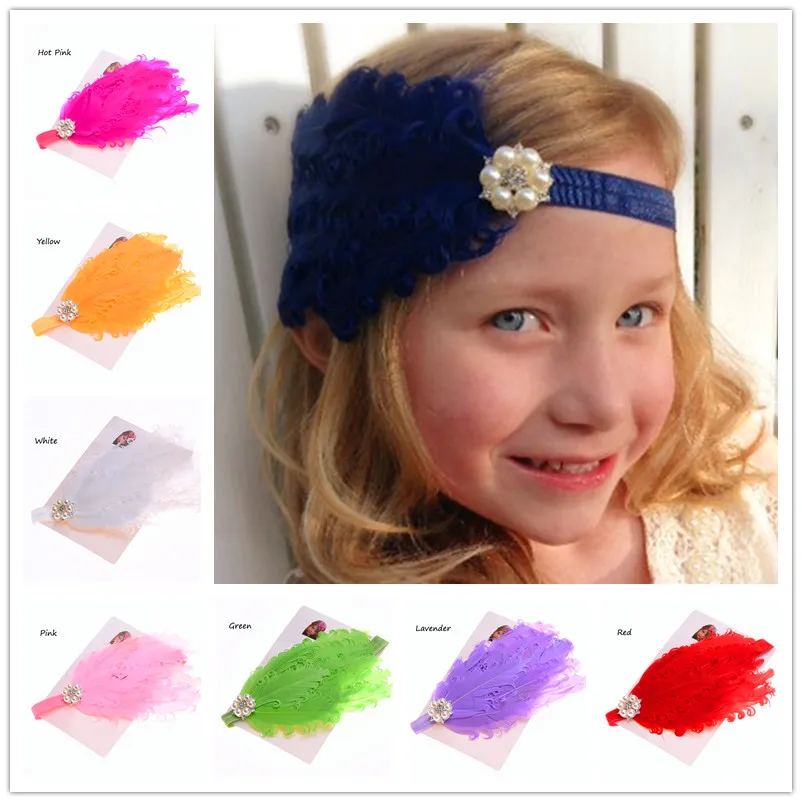 20pcs Cute Feather Pads headband Newborn Baby hair accessory Hair bows