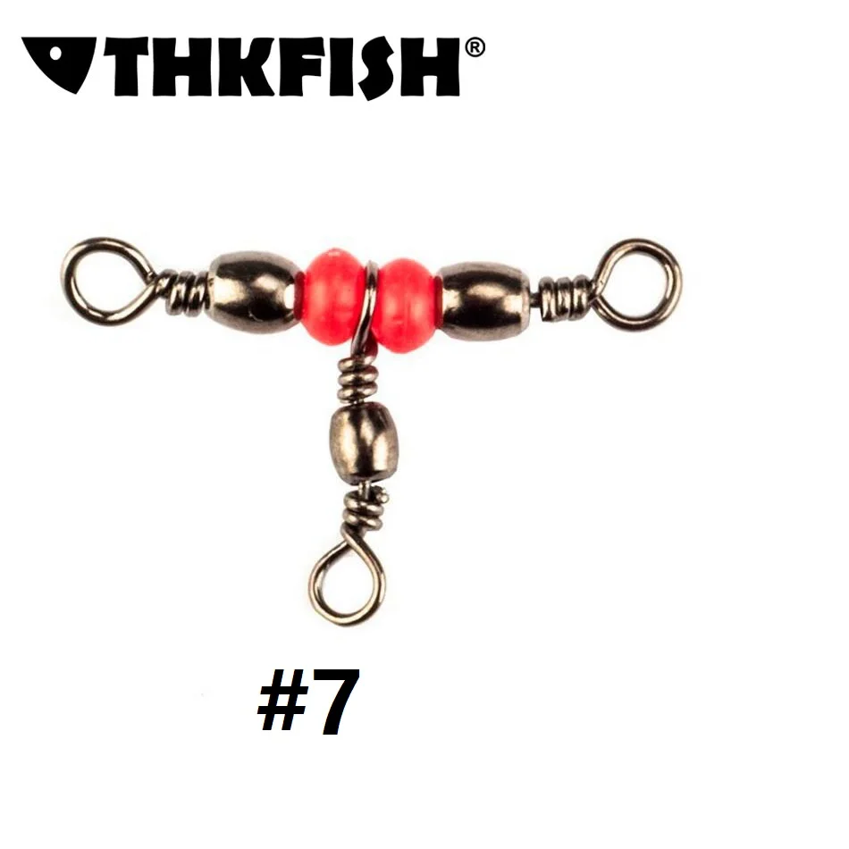 200Pcs 7 Fishing Swivels 3 Way Rolling Swivel Solid Ring Fishhook