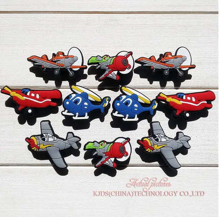 

Single Sale 1pc Planes PVC Shoe Charms,Shoe Buckles Accessories Fit Bands Bracelets Croc JIBZ,Kids Party X-mas Gift