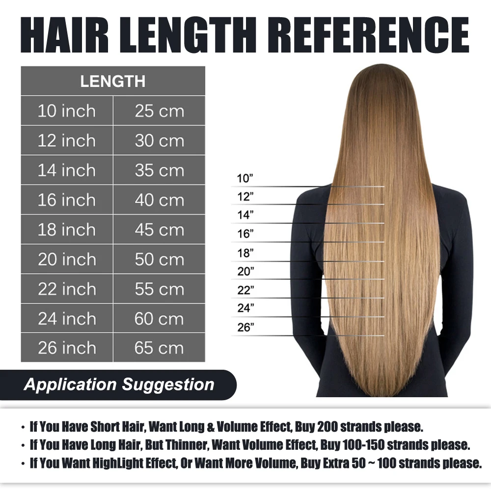 24 (60cm) Nail tip / U tip human hair pre bonded extensions