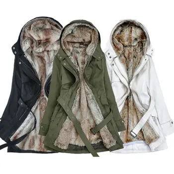 

Womens Winter Thicken Fur Lining Coat Jacket Long Warm Hooded Parka Overcoat
