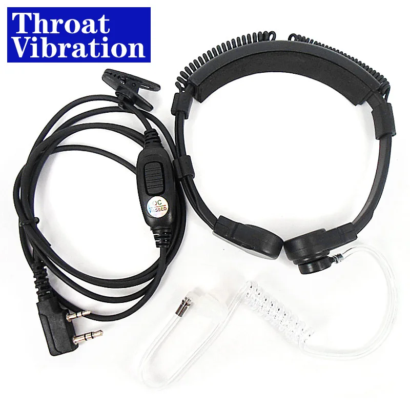 K Type 2 Pin Telescopic Neck Throat Vibration Microphone Headset For Baofeng Kenwood PUXING WOUXUN Two