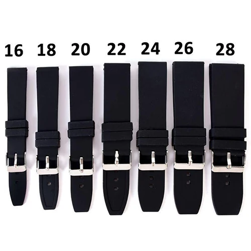 

16mm - 28mm Waterproof Solid Soft Silicone Buckle Watch Strap Band Replacement