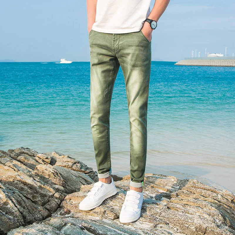 

Skinny Jeans Men 2019 Fashion Stretch Jeans Casual Biker Green Denim Trousers Jeans Slim Fit Black Blue Cowboy Male Jeans Pants