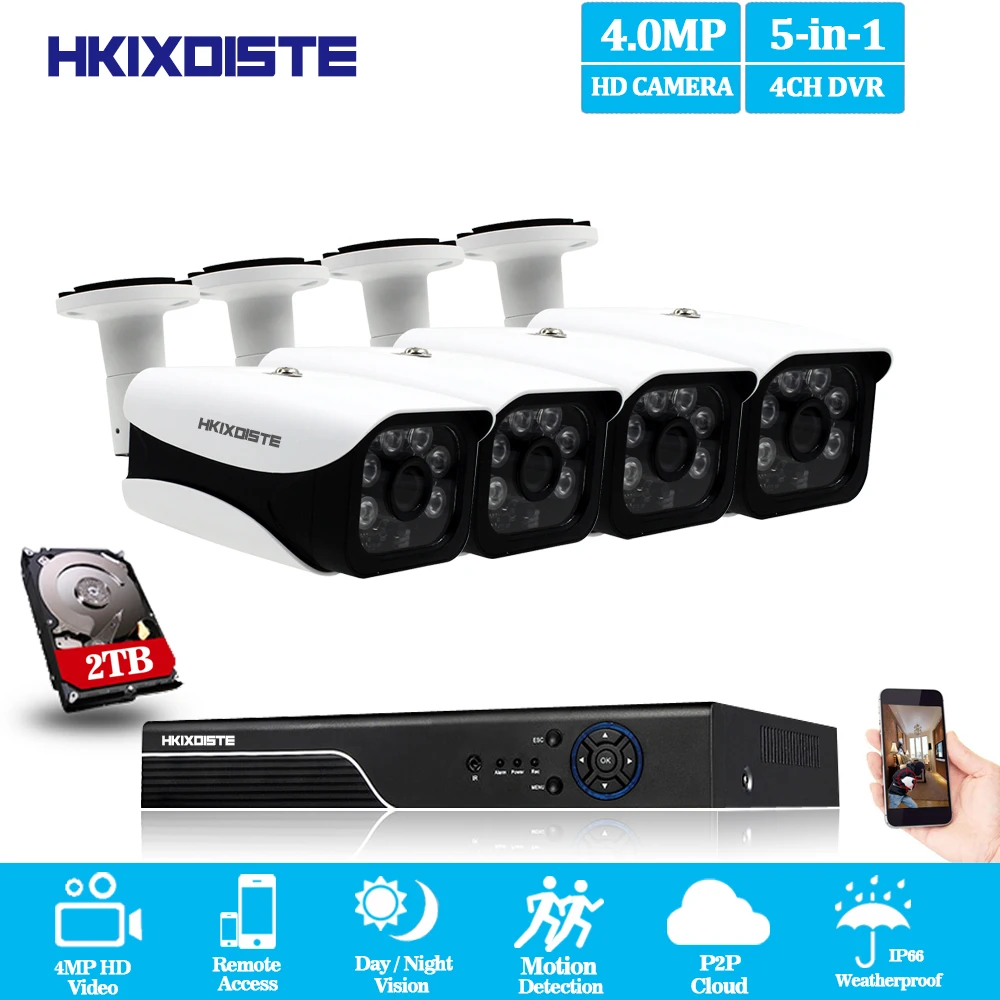 HKIXDISTE HD HDMI DVR 4MP HD indoor font b Outdoor b font Home Security Camera System
