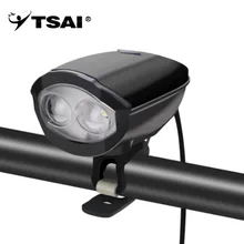 TSAI USB Rechargeable Cycling Horn Electronic Bicycle Handlebar Bell with LED Light 120db 5 Sound Effects Waterproof Bike Safety