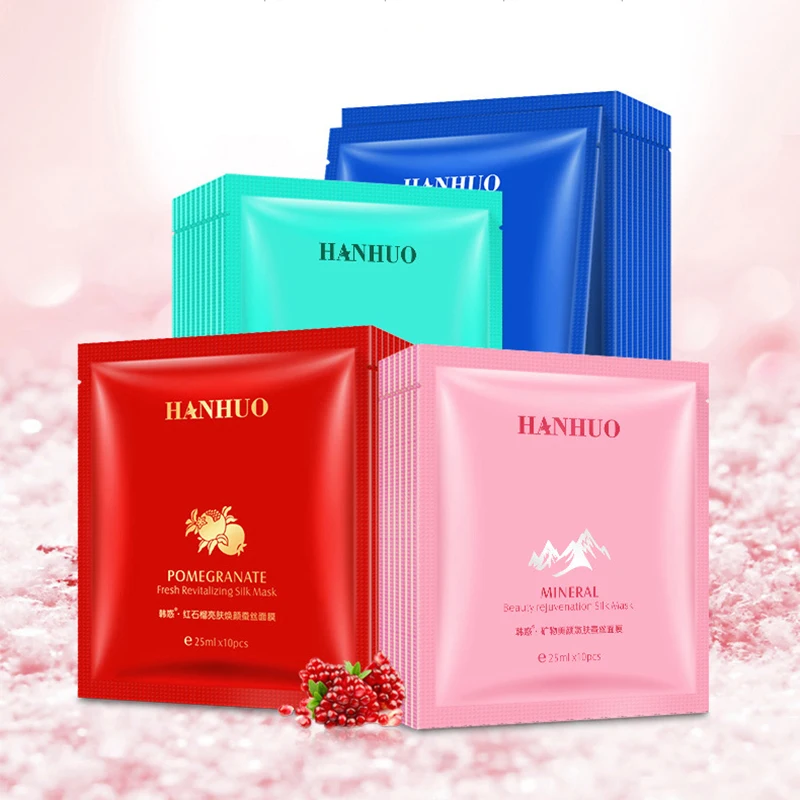 

HanHuo Pomegranate Mineral Fresh Revitalizing Deepsea Moisturizing Refining Silk Mask For Face Facial Mask Plant