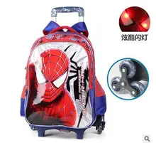 Kids Rolling Bag Spider man Boy’s trolley Backpack For School Children’s Travel Luggage Wheeled Bag Student Backpack With wheels
