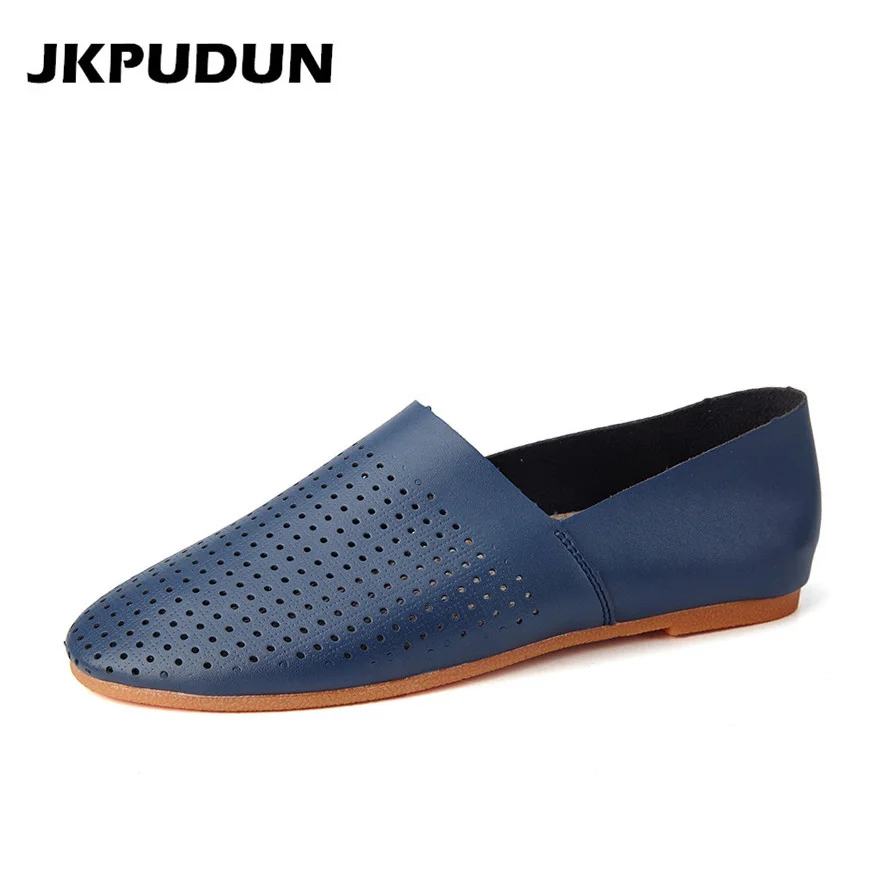 

JKPUDUN Big Size Italian Mens Shoes Casual Brands Summer Leather Men Loafers Luxury Moccasins Breathable Slip On Boat Shoes Men
