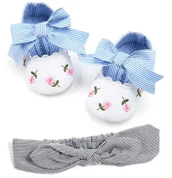 

New fringe Baby Girls Shoes Bow Booties,Fashion Newborn Shoes+striped headband soft sole Princess First Walker 3 color