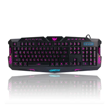 

Russian/English Gaming Keyboard LED 3-Color USB Wired Colorful Breathing Backlit Waterproof Computer Keyboard Gamer Home Office