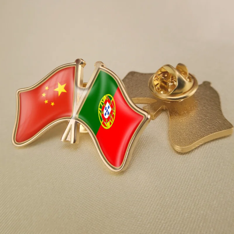 China and Portugal Crossed Double Friendship Flags Lapel Pins Brooch Badges | Украшения и аксессуары