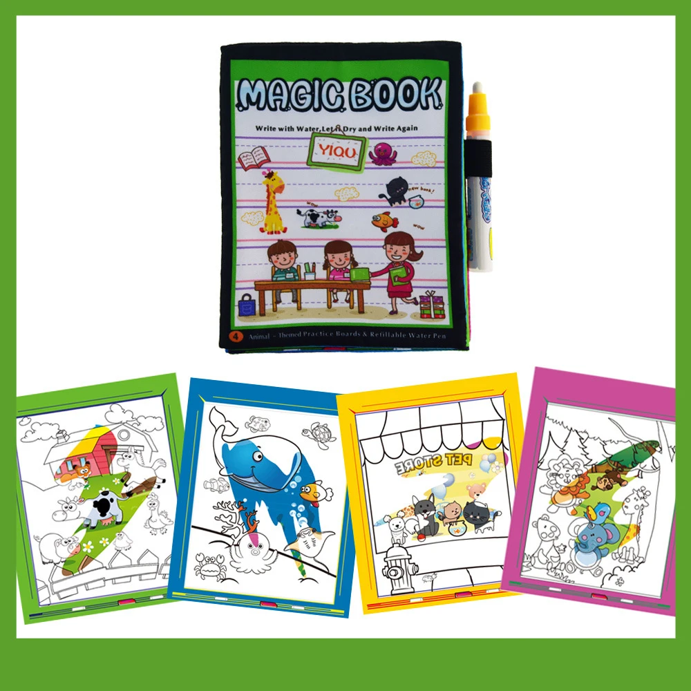 

Kids Coloring Drawing Toy Animals Magic Water Drawing Book with Magic Pen Doodle Painting Board Children Educational Drawing Toy