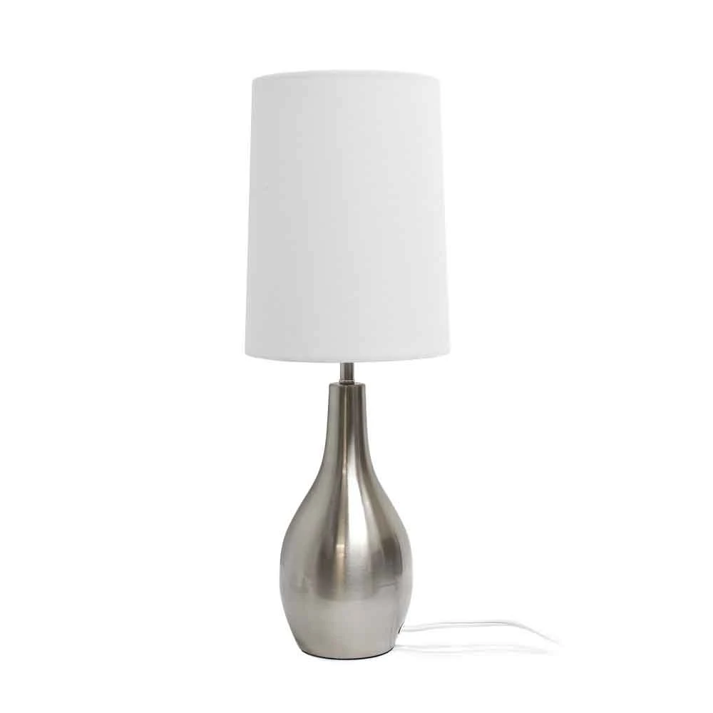 Simple Designs 1 Light Tear Drop Table Lamp, Brushed Nickel (3)