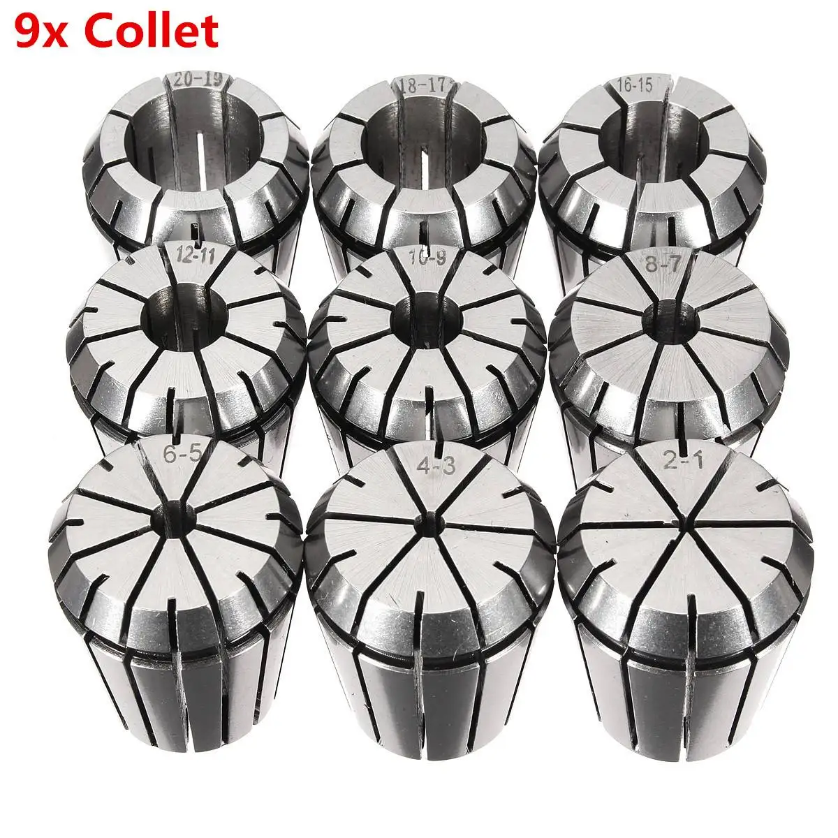 

WOLIKE 9Pcs ER32 Precision Spring Collet 2/4/6/8/10/12/16/18/20mm Workholding Tools Tool Holder