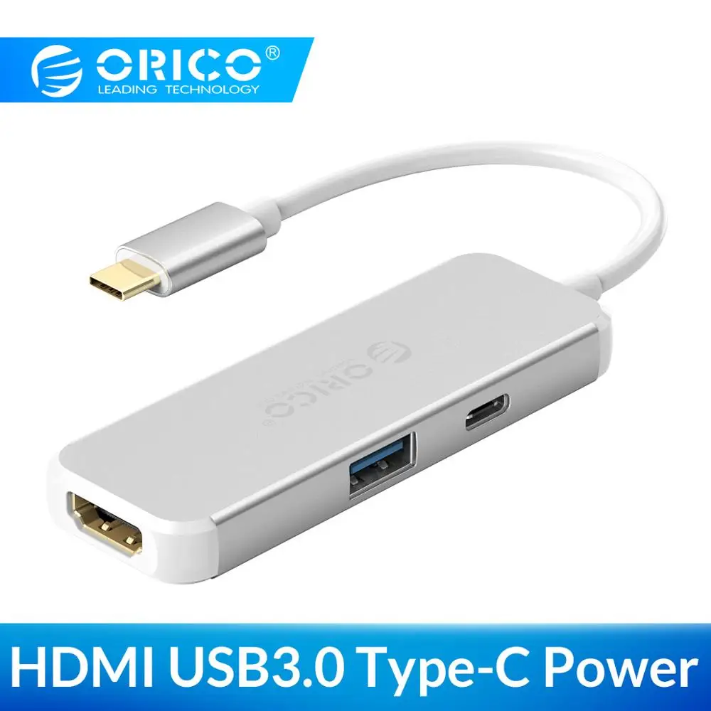 ORICO 3 в 1 USB-C концентратор type-C к HDMI адаптер для MacBook samsung Galaxy huawei mate 20 P20 Pro высокая скорость Тип C USB 3,0 концентратор