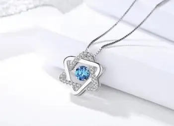 

Beautiful pure silver pendant female blue crystal clavicle chain student necklace
