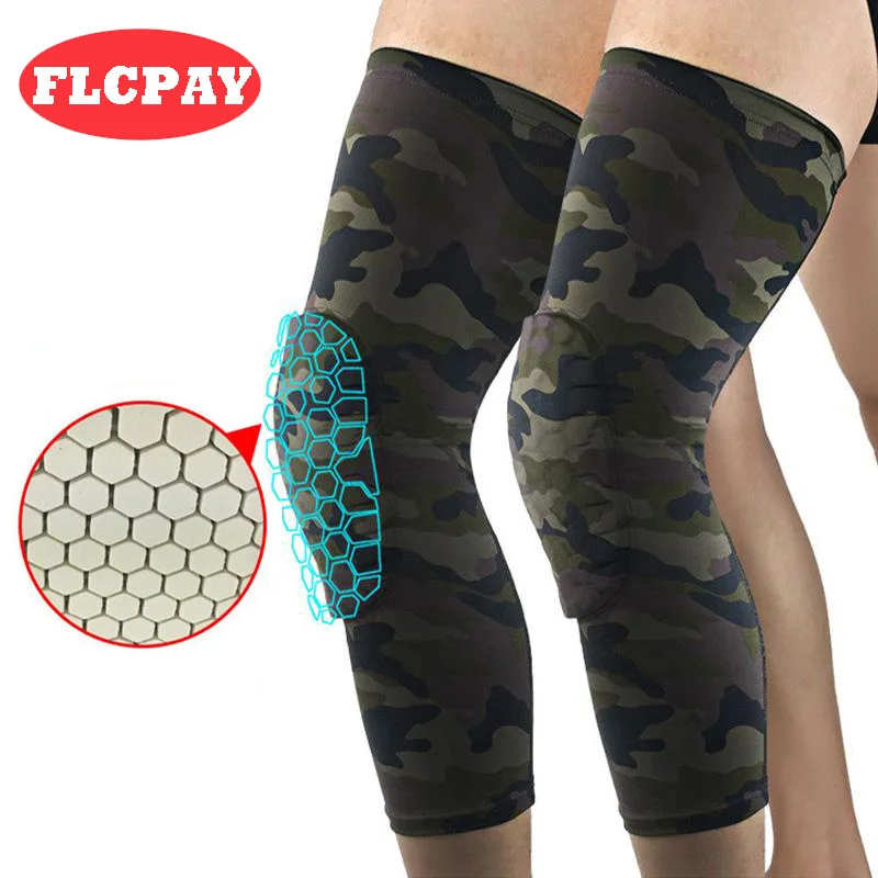 

Men 1 Pair Honeycomb Anti-collision Volleyball Basketball KneePads Camouflage Kneepad Protective Knee Pads Outdoor Sport Safety