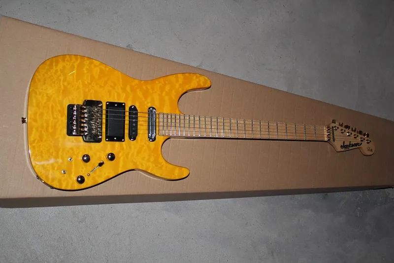 

Factory Custom Body SSH pick-up Jackson SL2H USA Soloist Maple neck orange yellow finish inlays signature electric guitar 11-12