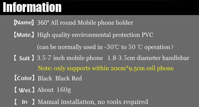 Sale Universal 360 Degree Rotation Bike Bicycle Motorcycle Handlebar Clip Stand Phone Holder Bracket Mount Shockproof for 3.5-6.5" 2