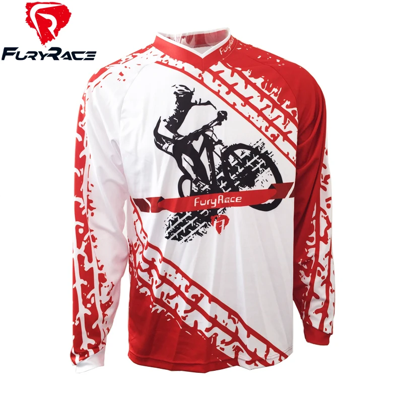 

FURY RACE 2017 Rider Print Cycling Clothing Men's Red DH Downhill MTB Jerseys Mountain Bike Offroad Racing Riding Bicycle Shirt