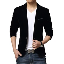 Мужской приталенный Блейзер, бархатный мужской пиджак, весна и осень, красный, черный, синий, с отворотом, повседневное пальто, Blaser, Прямая поставка