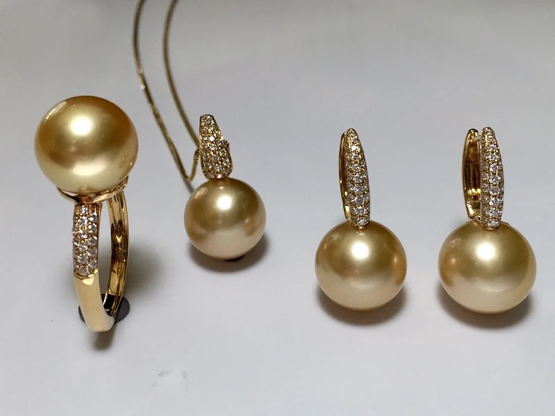 Pearls 12mm Jewelry Set High Necklace 