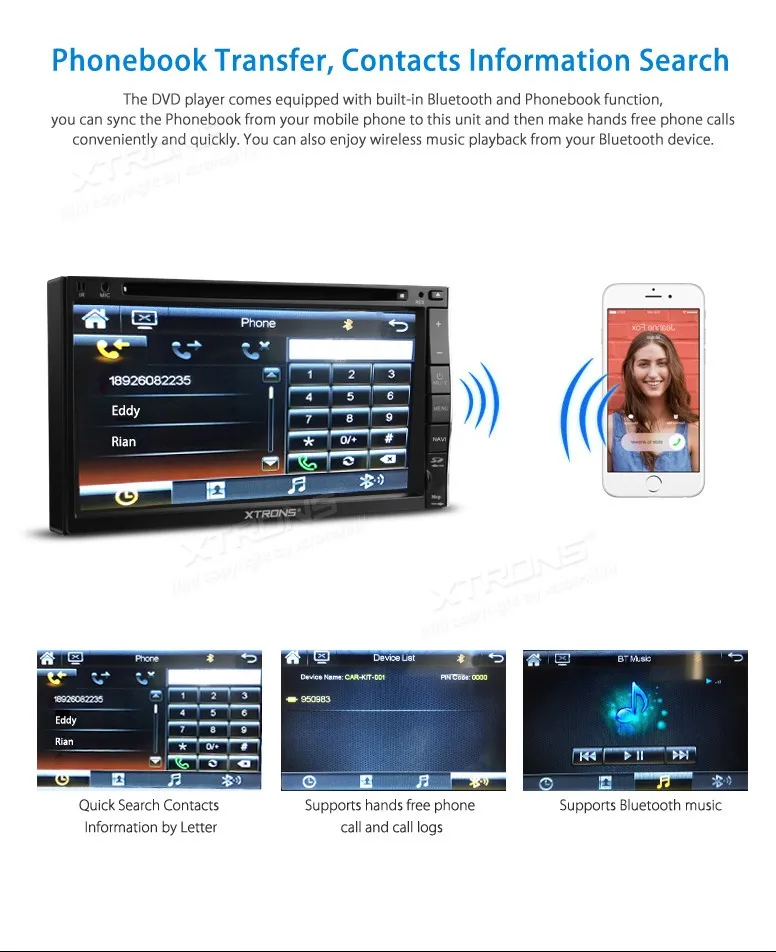 Cheap XTRONS 6.95" HD Digital TFT Touch Screen car radio GPS Navigator 2 Din Car DVD Player Steering Wheel Control /Front DVR Camera 8