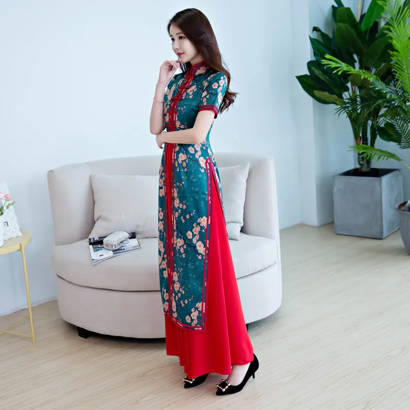 Новое поступление, женское длинное платье Чонсам в китайском стиле, элегантное тонкое платье Ципао, Vestido, размер S M L XL XXL XXXL 14952