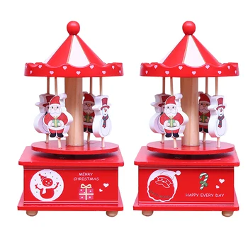 

Santa Claus Music Box Wood Crafts Figurines Creative European Living Room Bar Snowman Decorations Ornament Christmas Props Gifts
