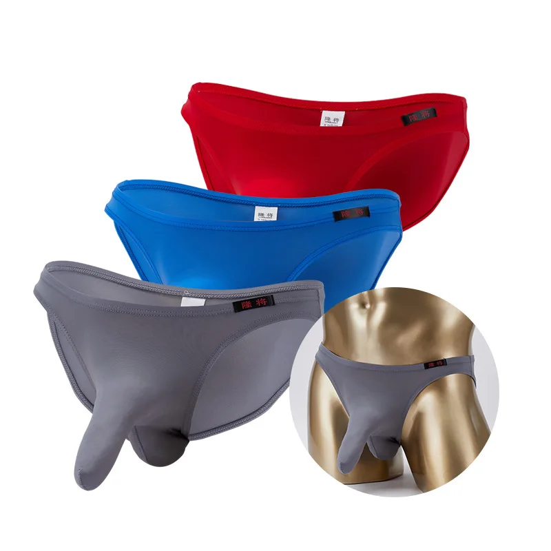 Sexy Gay Underwear Men Briefs Shorts Solid Ice Silk Panties For Man