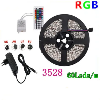 

5M 3528 RGB 300Leds Led Strips light and 44Key IR Controller and 12V 3A Power supply 60Leds/m EU US AU UK