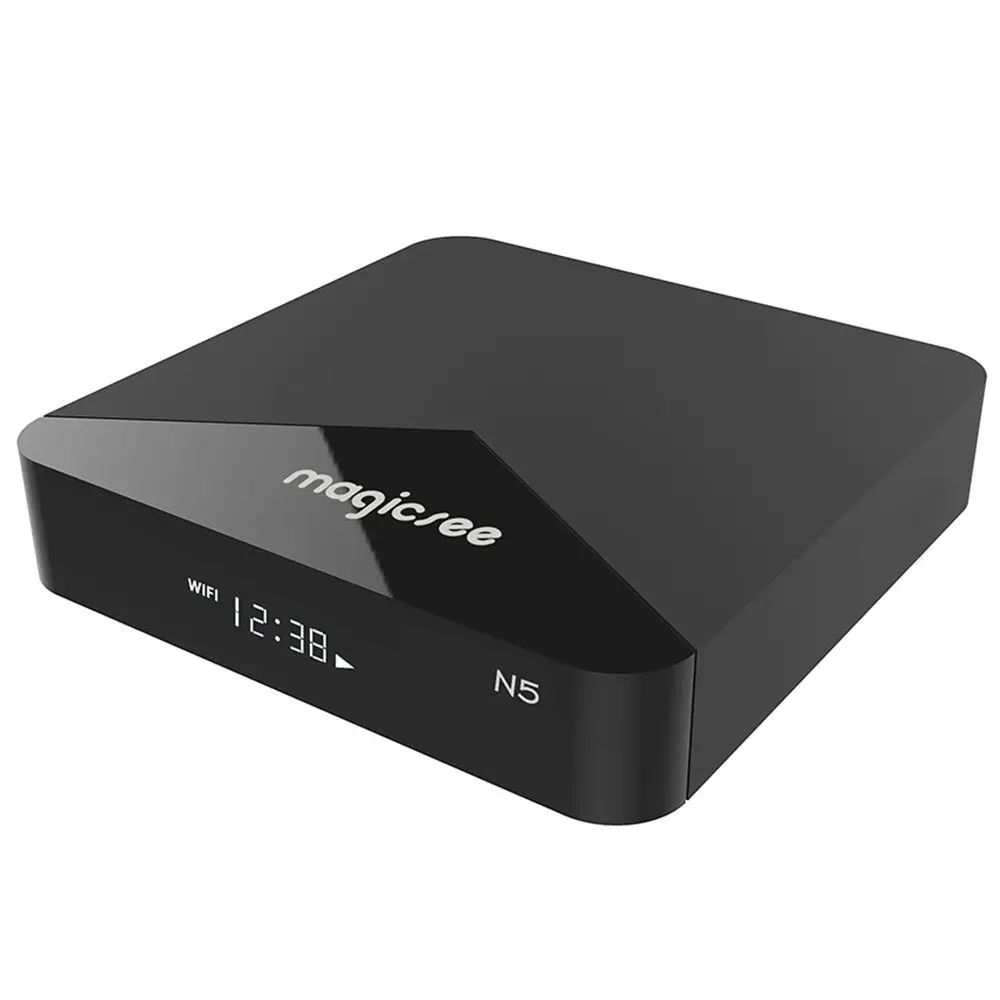 MAGICSEE N5 Android ТВ Box Android Декодер каналов кабельного телевидения Amlogic S905X 4 ядра, 2 Гб оперативной памяти, 16 Гб встроенной памяти, 2,4G/5G двухъядерный процессор Wi-Fi 4 K HD BT4.1
