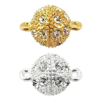 

Crystal Rhinestone Pave Ball Magnetic Beads Clasp Strong magnet Open Round Clasps Connectors Jewelry Gold Silver 8/10/12/14mm