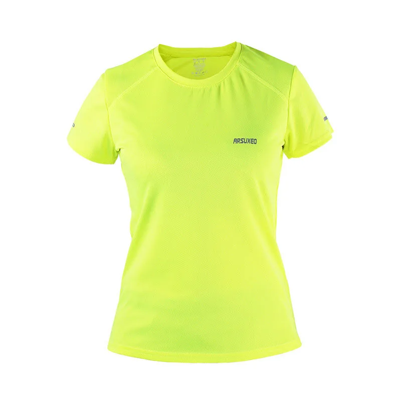 ARSUXEO летние Светоотражающие женские футболки для бега быстросохнущая футболка для спортзала йоги спортивная футболка для фитнеса