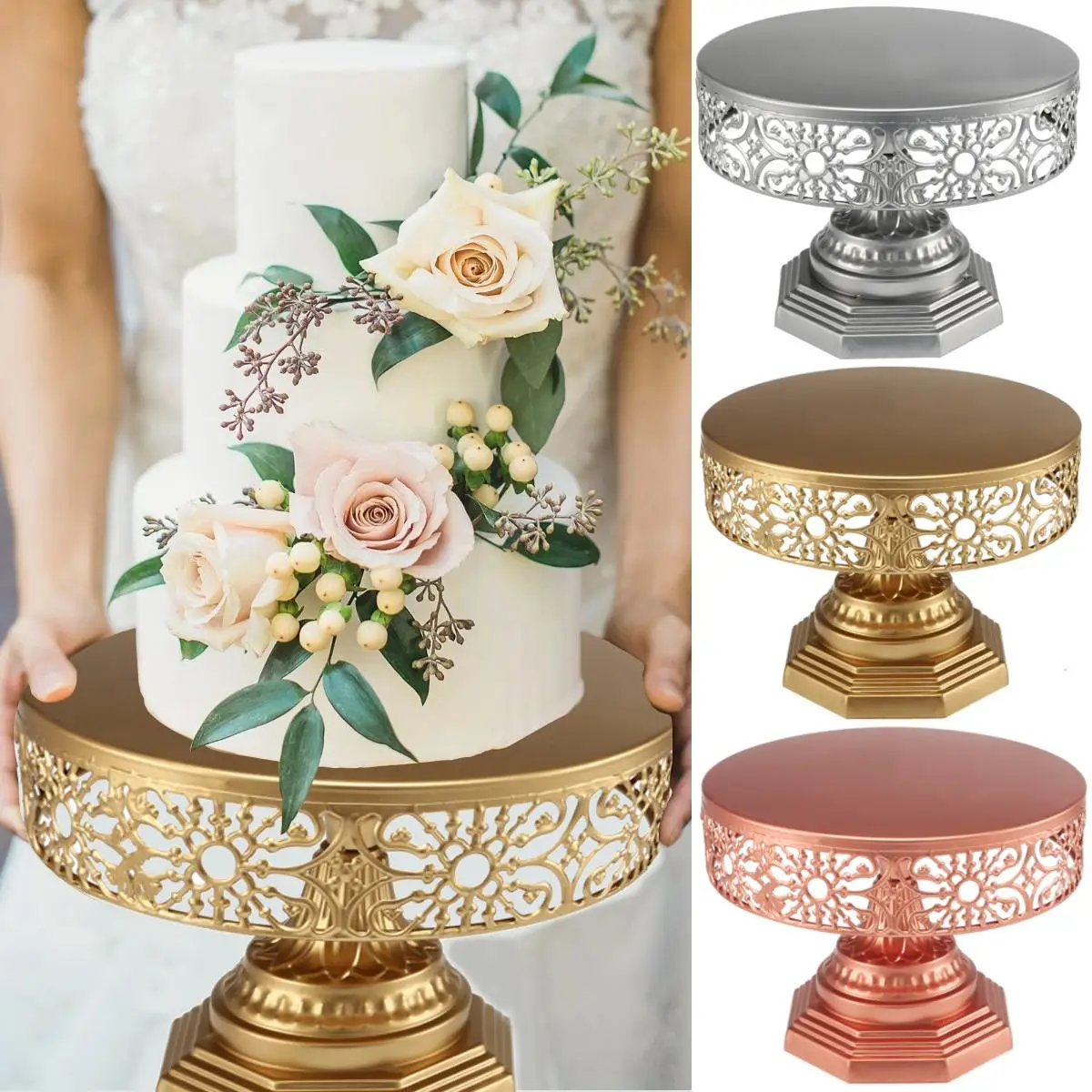 

25cm Inch Gold Mirror Surface Wedding Dessert Tray Cake Stand Wedding Party Birthday Decoration Pan Cake Cookies Display