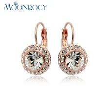 MOONROCY Модные украшения розовое золото Цвет CZ Австрийский Кристаллические серьги Свадебные для Для женщин подарок для девочек