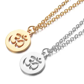 

Small OM Necklace Minimalist Ohm Aum Charm Meditation Necklace Gold Color Stainless Steel Yoga Pendant Jewellery For Women