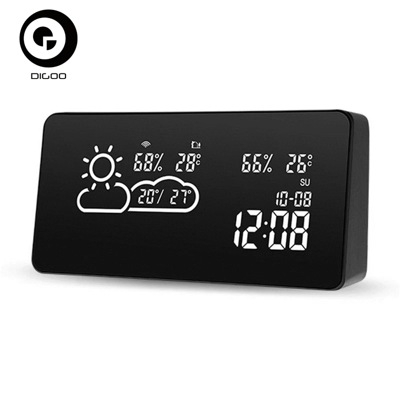 DIGOO Smart WIFI LED Negative Screen Weather Station Smart Home Automated WIFI Setting Thermometer Hygrometer DG-C12