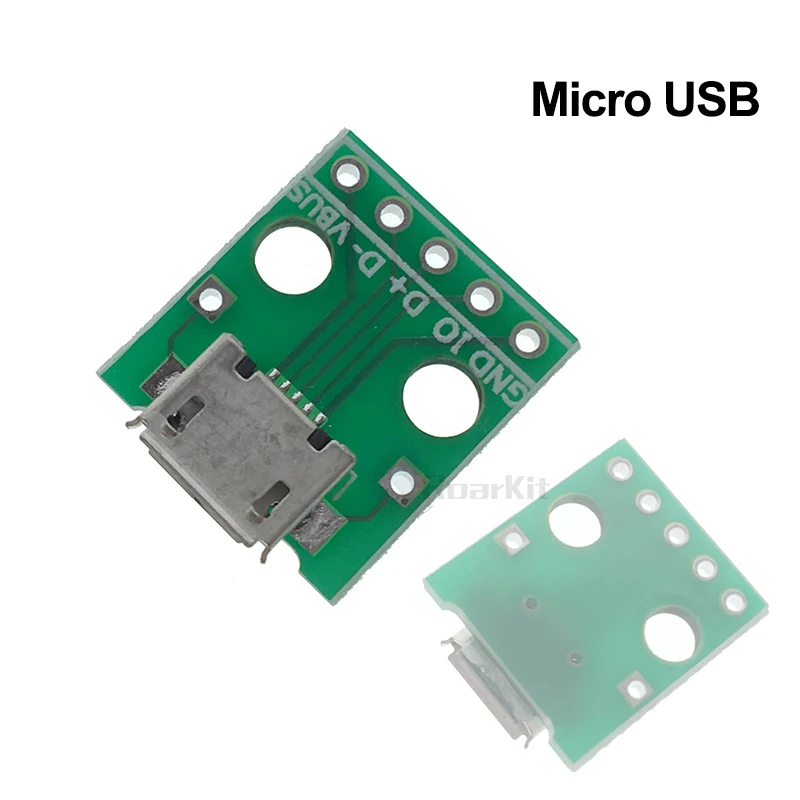 10 шт. плата адаптер MICRO USB Для DIP 2 54 мм 5pin разъем типа B 0 3 гнездовой преобразователь