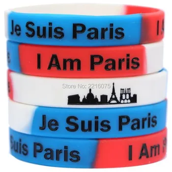 

300pcs Je Suis Paris - I Am Paris-Show Support for France wristband silicone bracelets free shipping by DHL express