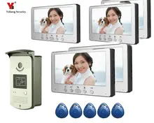 Yobang Security 7 Inches HD Doorbell Camera Video Intercom Door Phone System Security Camera Intercom Door Bell With 5 Monitor