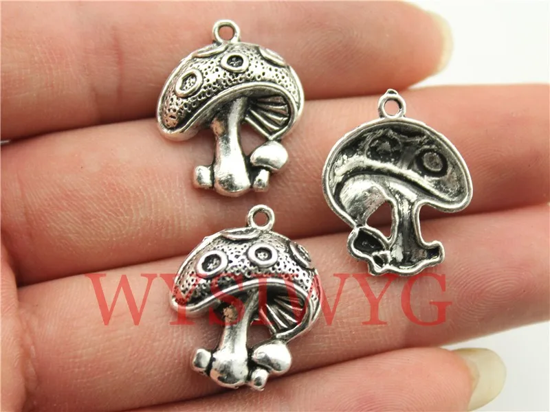 WYSIWYG 4 stücke 22x18mm Mushroom Charm Anhänger Für Schmuck Machen Antike Silber Pilz Anhänger Charm Pilz