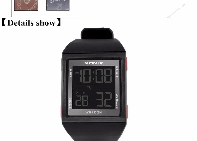 Новая мода Бизнес цифровой светодио дный Универсальный светодиодный водостойкие электронные часы спортивные для мужчин Открытый Одежда