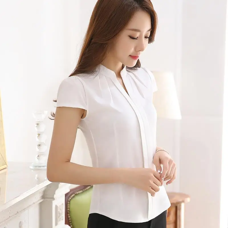 Шифоновые блузки новая женская рубашка модная повседневная шифоновая рубашка с длинным рукавом Элегантная тонкая Однотонная рубашка размера плюс blusas 861B 25
