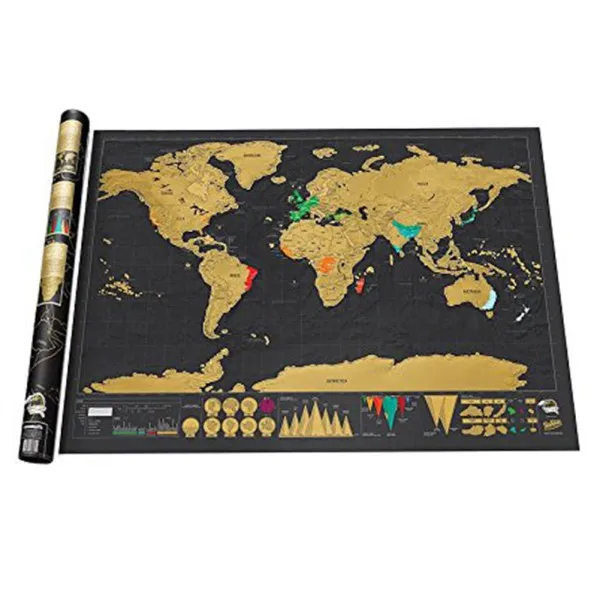 

New Large Size Personalized Black Scratch-Off World Map Deluxe Poster Travel Hot