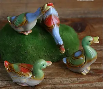 

SET Vintage creative color ceramic duck set pieces with aquarium bonsai decoration statues Home