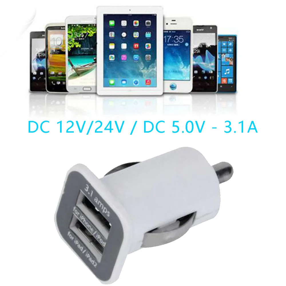 

Centechia Mini Auto Car Universal 2 Port USB Car Charger Adapter/Cigar Socket DC 5.0V 3.1A Fast Charge For iPhone iPad iPod