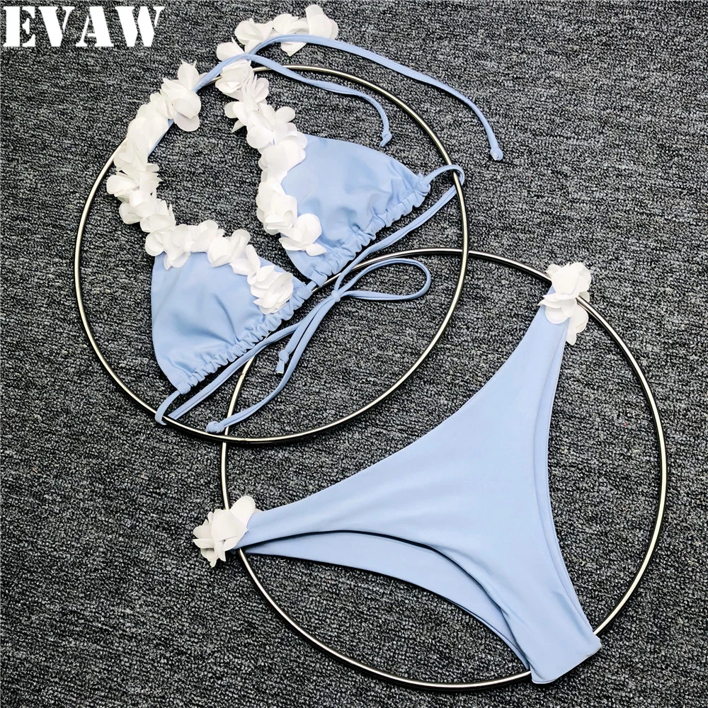 EVAW 2019 бикини в цветочек Комплект Синий Розовый Цветы сексуальный купальник