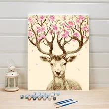 Краска по номерам Животные Олень цифровая акриловая DIY Ручная Краска ed масляная живопись на холсте искусство для украшения дома один набор наборы для взрослых